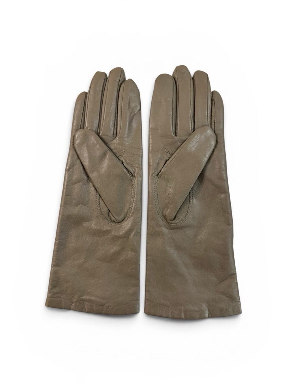 Vintage Van Raalte Leather Gloves Womens S Small Tan Beige Lined 1980s Driving